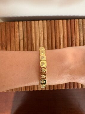 Gold Heart Link Stretch Bracelet - Women Jewelry